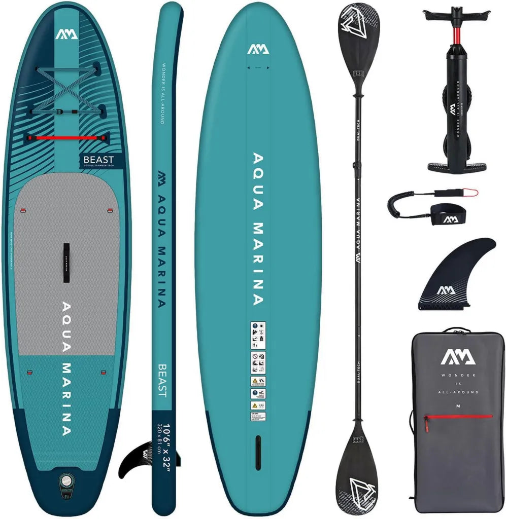 Tavola SUP Gonfiabile Aqua Marina Beast con Accessori, Nero, 320x81x15 cm