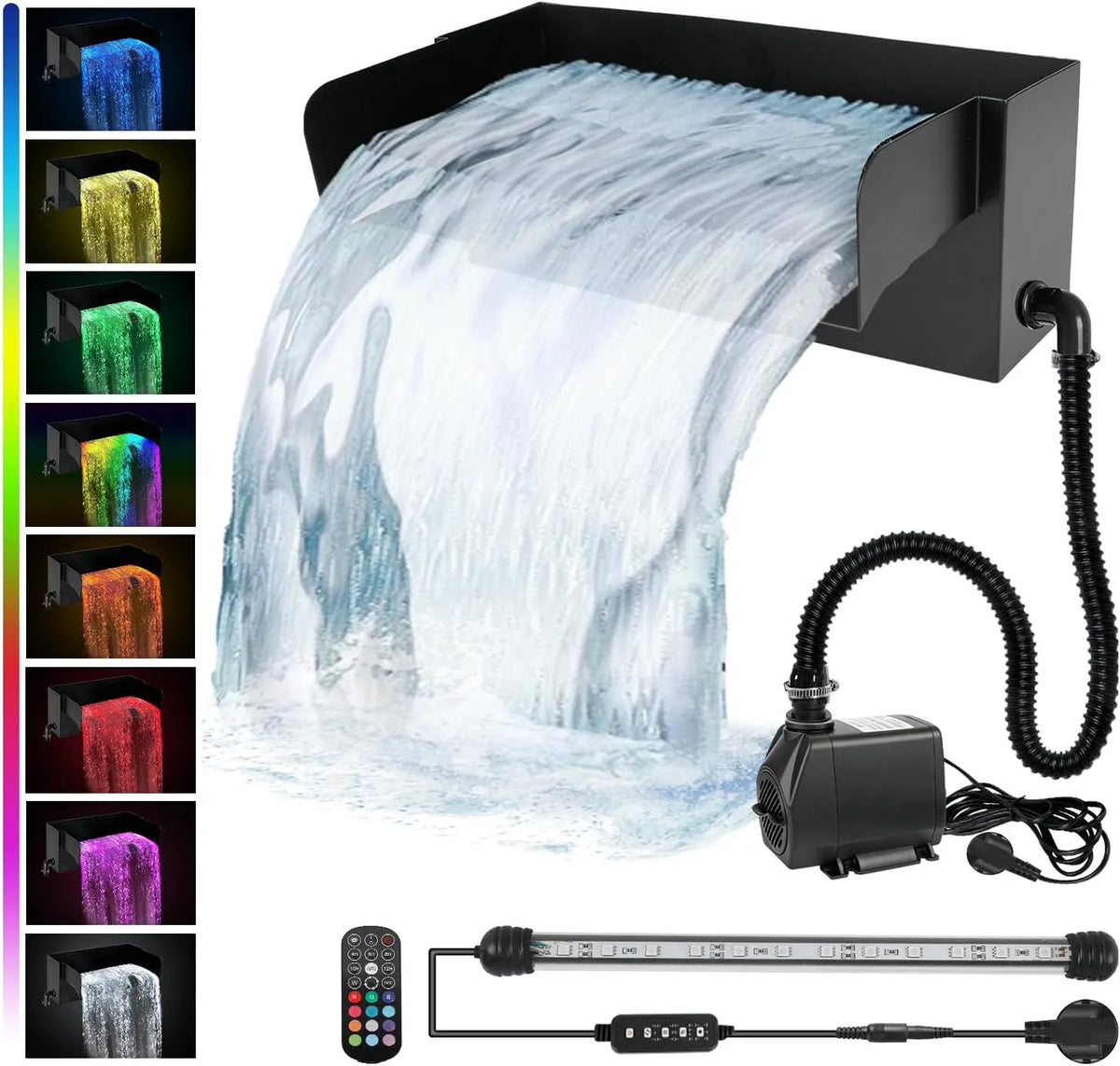 Filtro per laghetto a cascata Spillway da 30 cm, per laghetto da giardino, laghetto, in acciaio inox nero