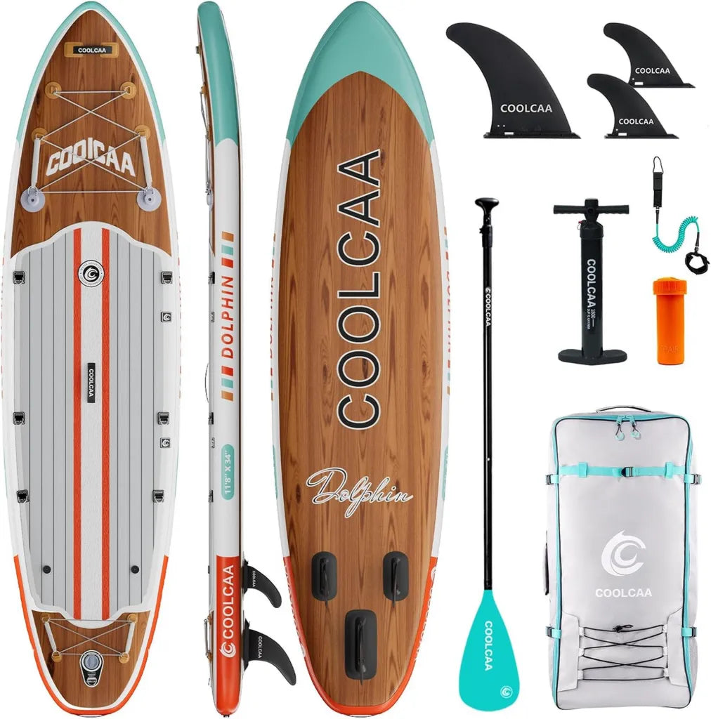 COOLCAA Dolphin Lite - Tavola SUP Gonfiabile 355 cm con Accessori e Zaino, Capacità 222 kg, per Adulti