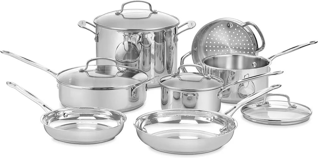 Set di Pentole Classiche in Acciaio Inox 11 Pezzi Cuisinart 77
