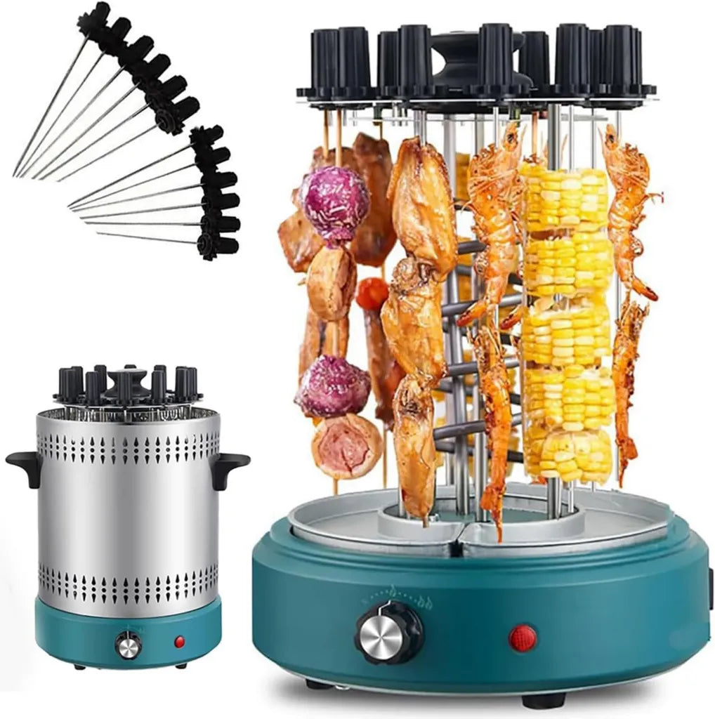 Girarrosto Elettrico 1200W con Spiedini Multipli e Temperatura Regolabile
