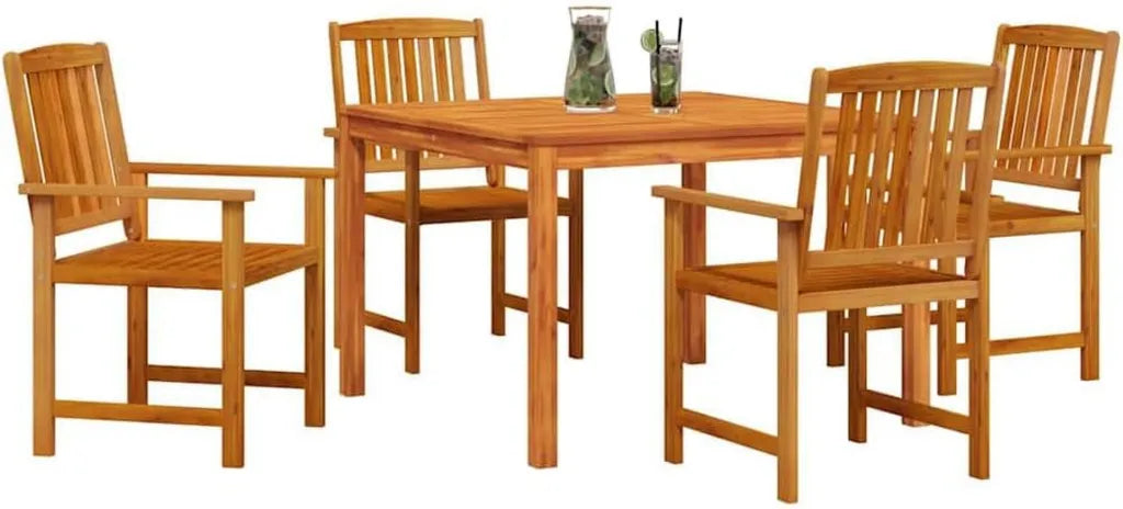 Set Tavolo e Sedie da Giardino in Legno 5 Pezzi, Design Rustico per Esterni