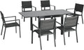 Set Giardino 7 Pezzi in Alluminio con Tavolo Allungabile e Sedie Traspiranti, Grigio