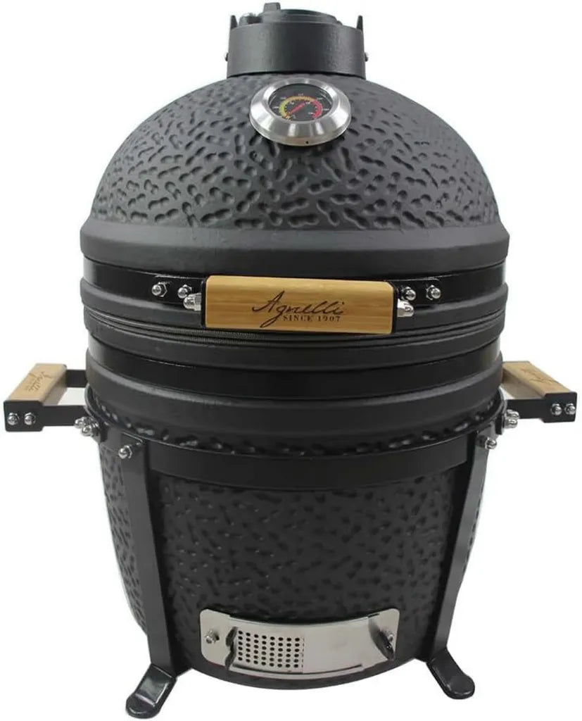 Barbecue Kamado Professionale in Ceramica Nera di Pentole Agnelli