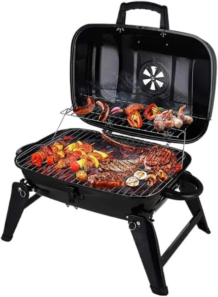 Griglia a Carbone Portatile Pieghevole per Barbecue in Giardino e Campeggio