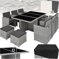 Set Mobili da Giardino in Poli Rattan con 6 Sedie e Tavolo, Grigio Chiaro