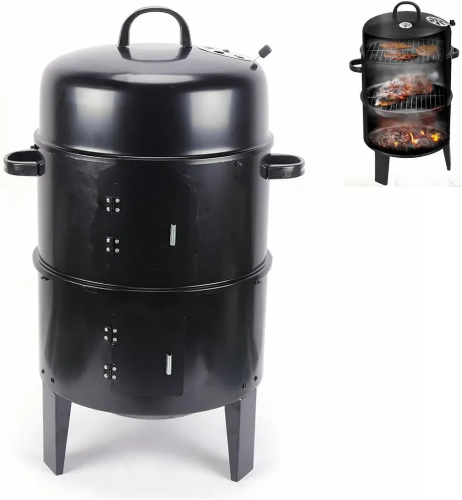 Griglia Affumicatrice 3 in 1, 40 cm, Regolabile, per Barbecue e Carbonella