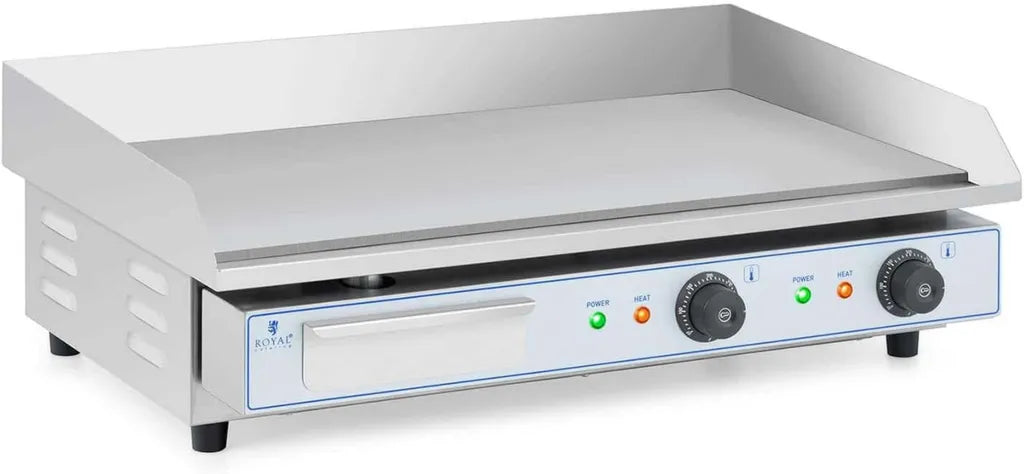 Piastra Elettrica Professionale in Acciaio Inox 730x400 mm - 2 Zone di Cottura da 2200 W ciascuna