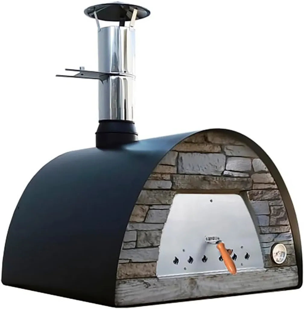 Forno a Legna Portatile in Scisto Nero per Esterni, Compatto, 70x70x65cm