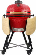 Griglia in Ceramica Kamado a Forma Ovale per Barbecue da Giardino, 20 Pollici, Forno per Pizza, Rosso
