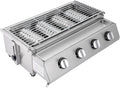 Griglia a Gas in Acciaio Inox con 4 Bruciatori Indipendenti, Altezza Regolabile, Riscaldamento Rapido, Senza Fumo, Ideale per Balcone e Terrazza