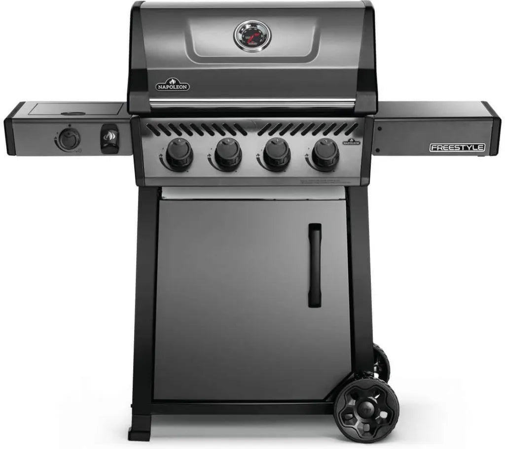 Barbecue a Gas Napoleon Freestyle 425, Grafite, 4 Bruciatori, Fornello Laterale, Griglie in Ghisa