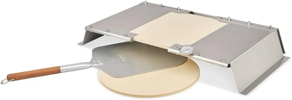 Set Pizza a Gas MOESTA-BBQ in Acciaio Inox con Cappuccio, Pala e Pietra