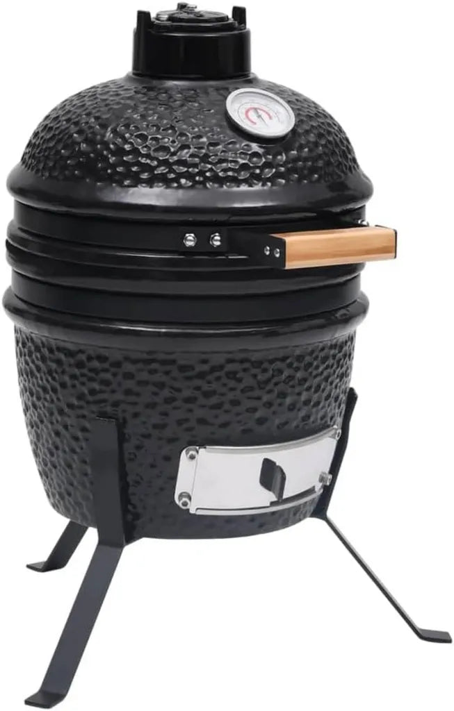 Griglia Kamado in Ceramica con Affumicatore, Ø 56 cm, Nero