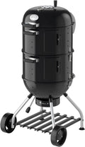 RÖSLE Smoker No.1 F50-S, barbecue a carbone con anelli affumicatura, mini griglia a bollitore, 50 cm, acciaio nero con termometro e contenitore acqua