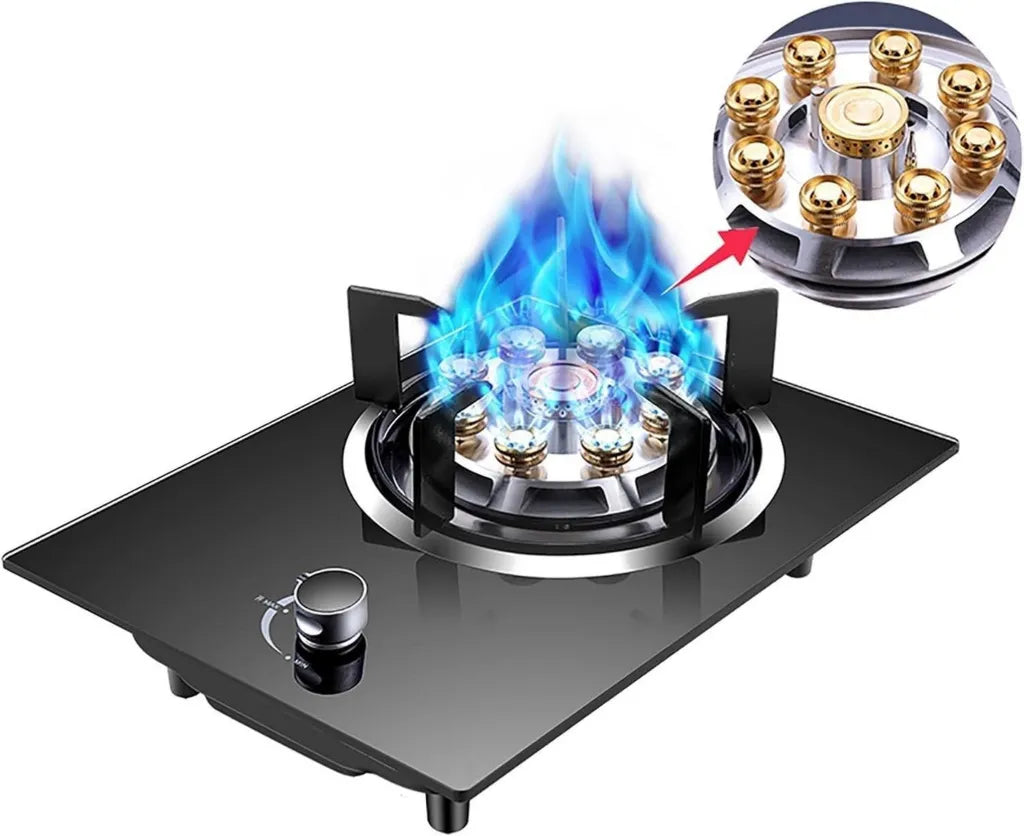 Piano cottura a gas incasso in vetro temperato nero