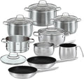 RÖSLE GLOBE Set da Cucina in Acciaio Inox, 10 Pezzi con Coperchi in Vetro
