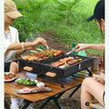 Barbecue portatile a carbone senza fumo per esterni, griglia pieghevole a doppia faccia, braciere da campeggio in bianco