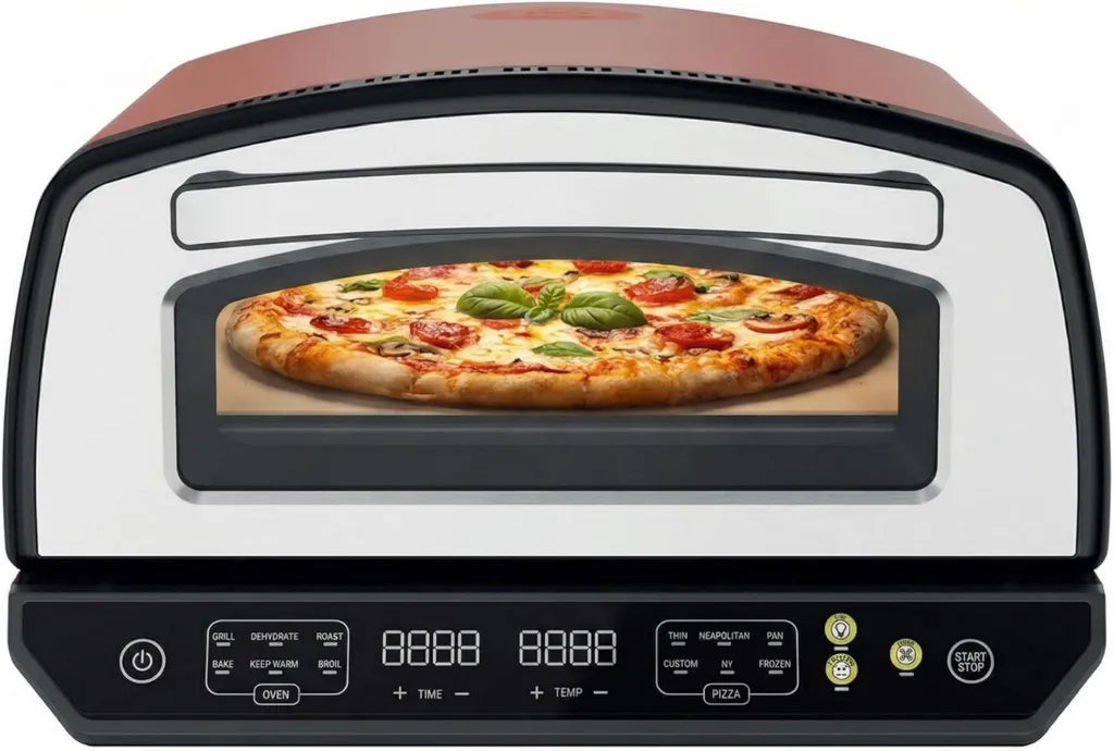 Fornetto Elettrico per Pizza Croccante, 33x33 cm, Display Esterno e Controllo Preciso della Temperatura, Compatto e Facile da Usare, con 3 Accessori