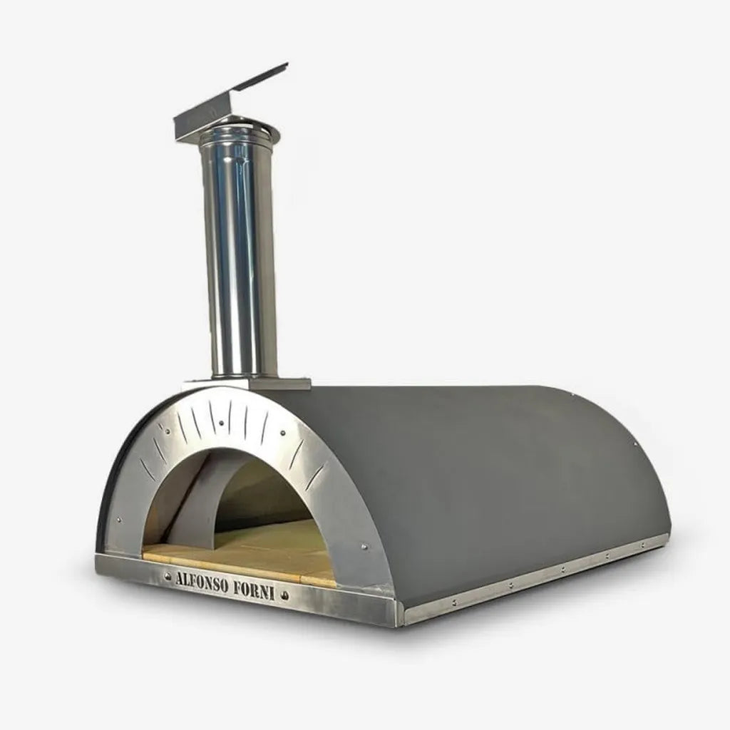 Forno a Legna Esterno per Pizza e Pane - Alfonso 6 Pizze, Acciaio Inox e Mattoni Refrattari