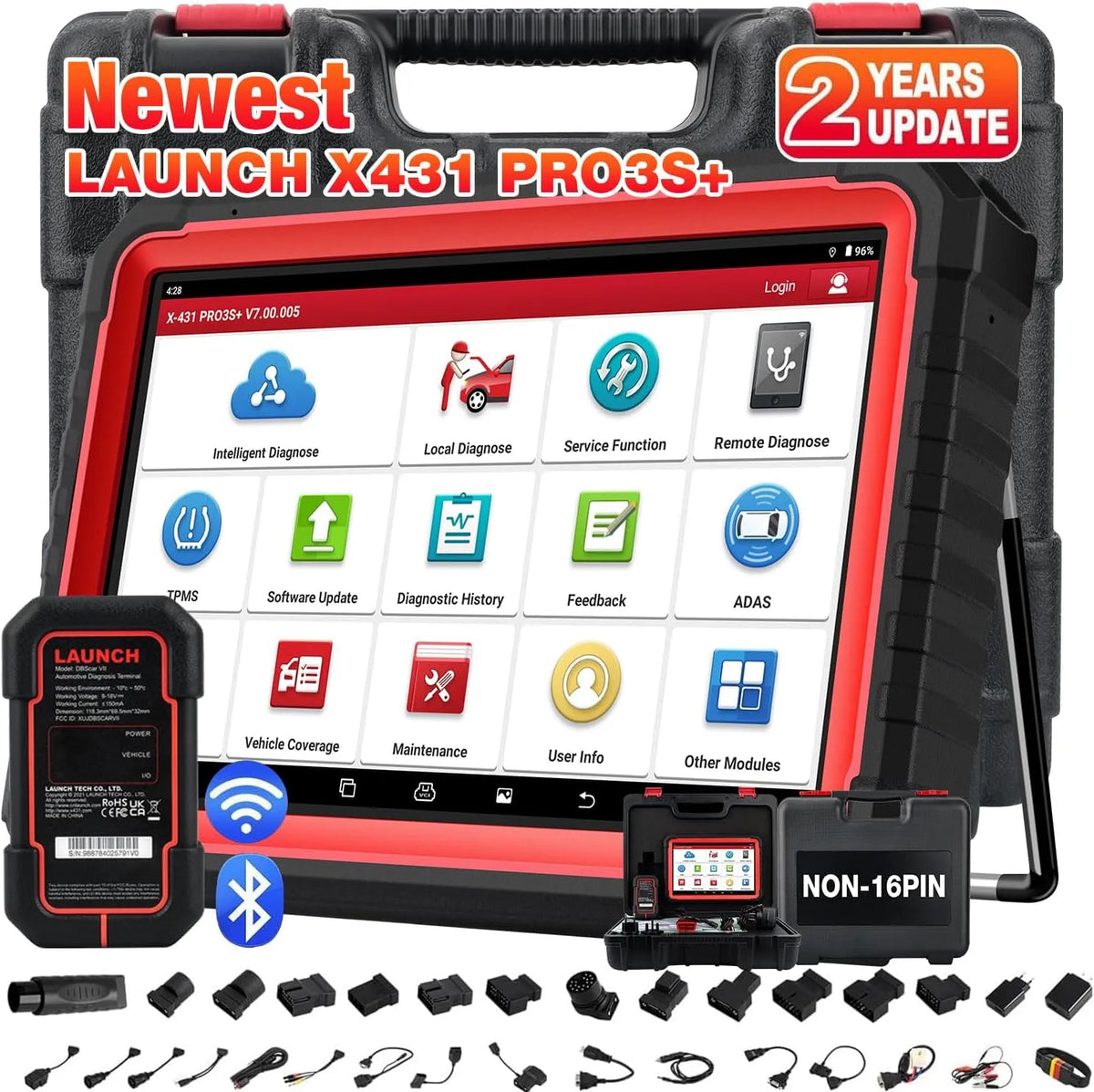 LAUNCH X431 PRO3S X431 PRO3S+ Strumento di Scansione Diagnosi OBD2 Auto Diagnostica Lettore, connettività Bluetooth, per la manutenzione dell'auto