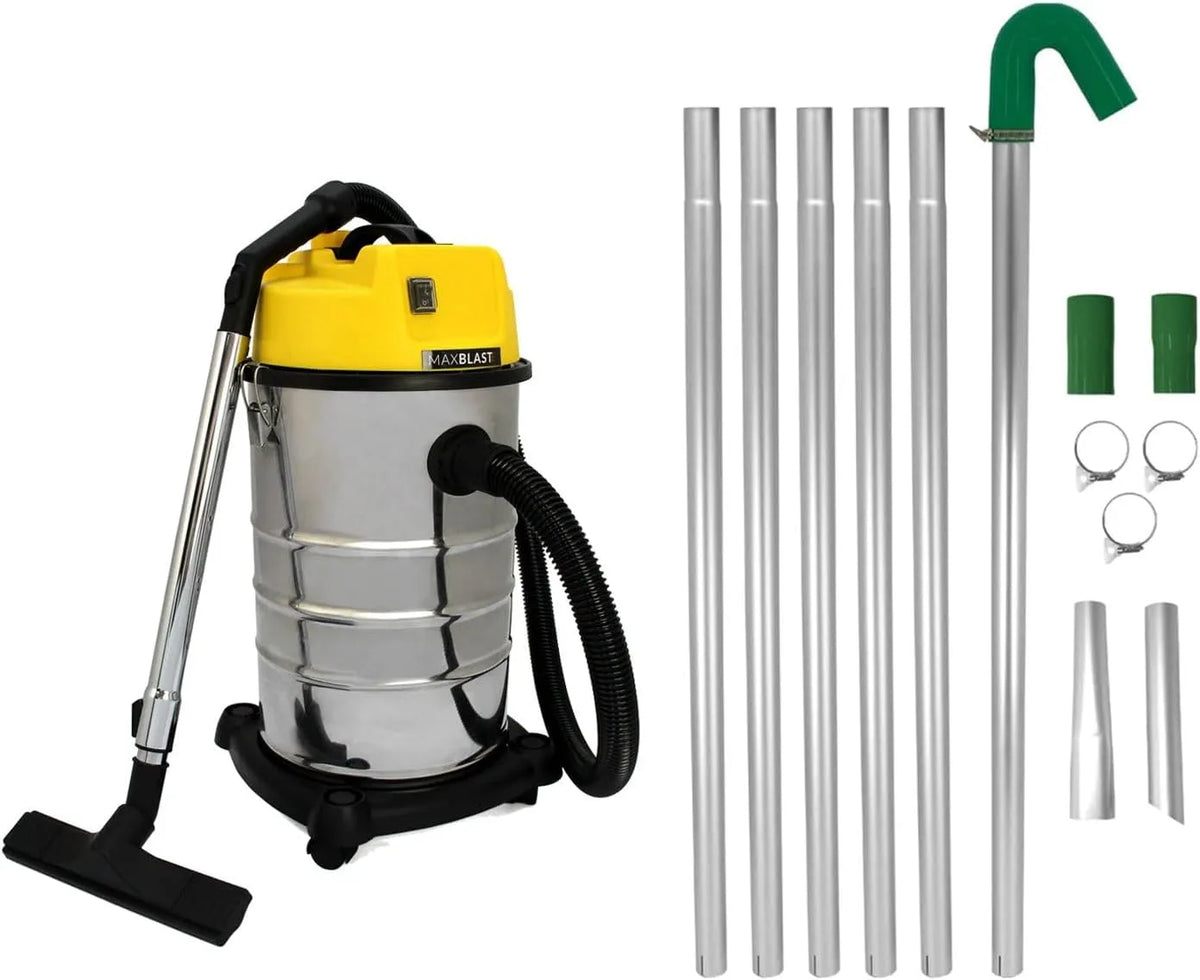 Sistema Pulizia Grondaie con Aspiratore Industriale 30L Solidi e Liquidi – in alluminio, 51mm, 1.2m, 7.2m, 9m