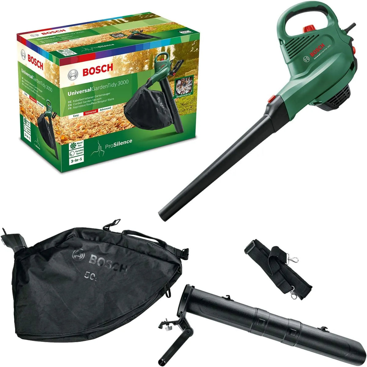 Bosch Soffiatore per foglie: velocità variabile, 50 l, 4,7 kg, 3000 W
