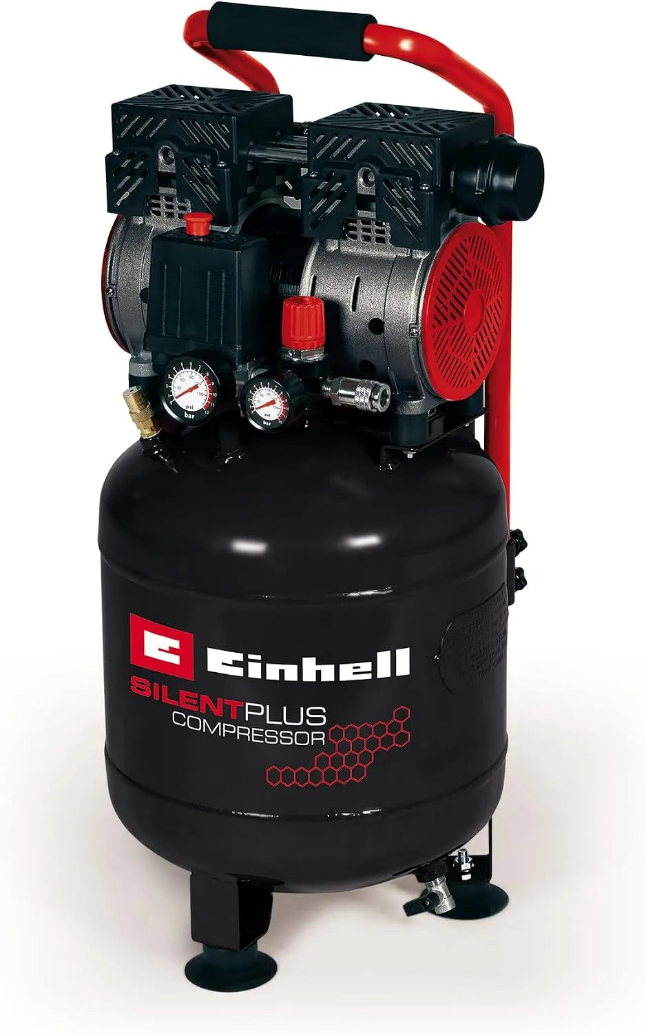 Einhell TE-AC AC 24 Compressore d'aria, funzionamento silenzioso, 240 V, 24 l, 8 bar, 100 l, per la manutenzione dell'auto, verde