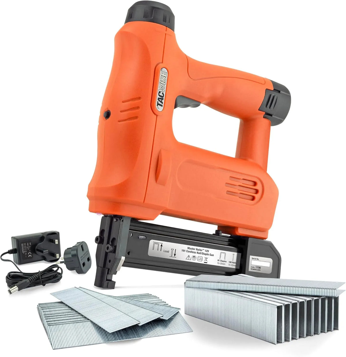 Chiodatrice e graffatrice elettrica, a batteria, 12V