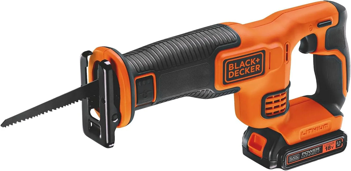BLACK+DECKER BDCR18E1-QW Sega destinata a tagli controllati durante lavori di officina e montaggio a sciabola senza fili, 140 mm, 18 V, nero