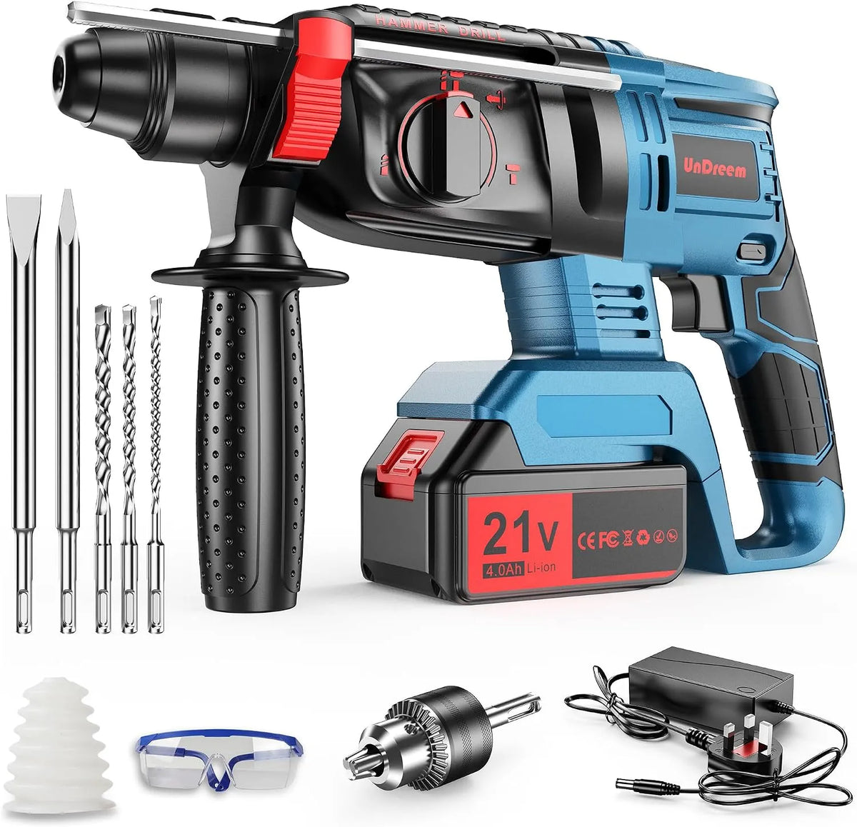 Martello perforatore, SDS, a batteria, 21V, 4Ah