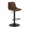 Sgabello da bar regolabile con schienale in PU marrone base girevole in acciaio nero con poggiapiedi 45 cm x 45 cm x 85-105 cm