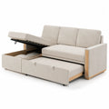 Divano letto angolare a L 240 cm x 160 cm x 85 cm rivestimento tessuto poliestere struttura legno multistrato e MDF con letto estraibile e contenitore colore beige
