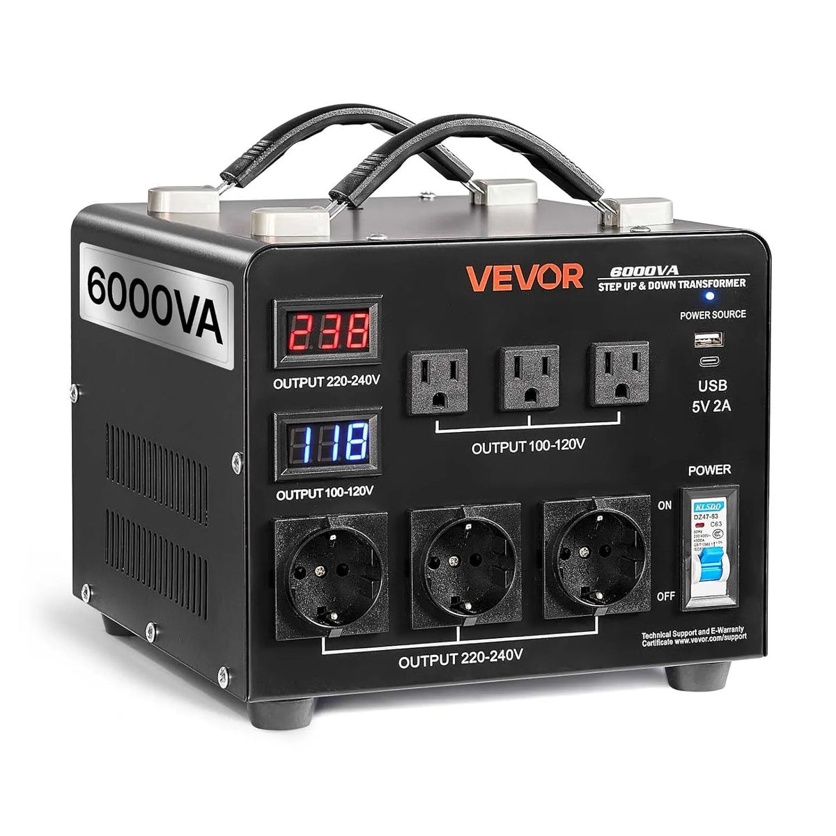 VEVOR Inverter CC-CA e convertitore di tensione, 6000 VA, 110 V, con display digitale, 220 V