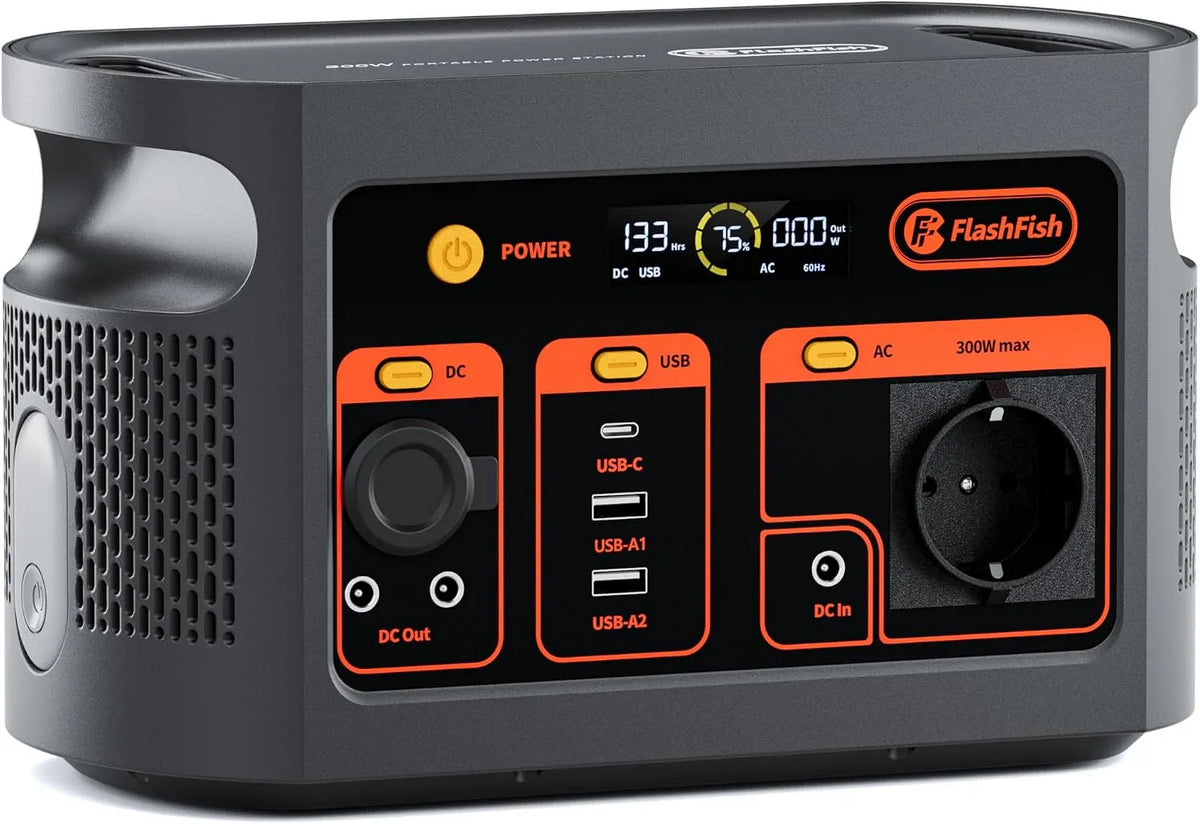 FlashFish E103 Power station portatile e generatore solare, con batteria, 179,2 Wh, 300 W, 230 V, alimentazione solare, ricarica rapida