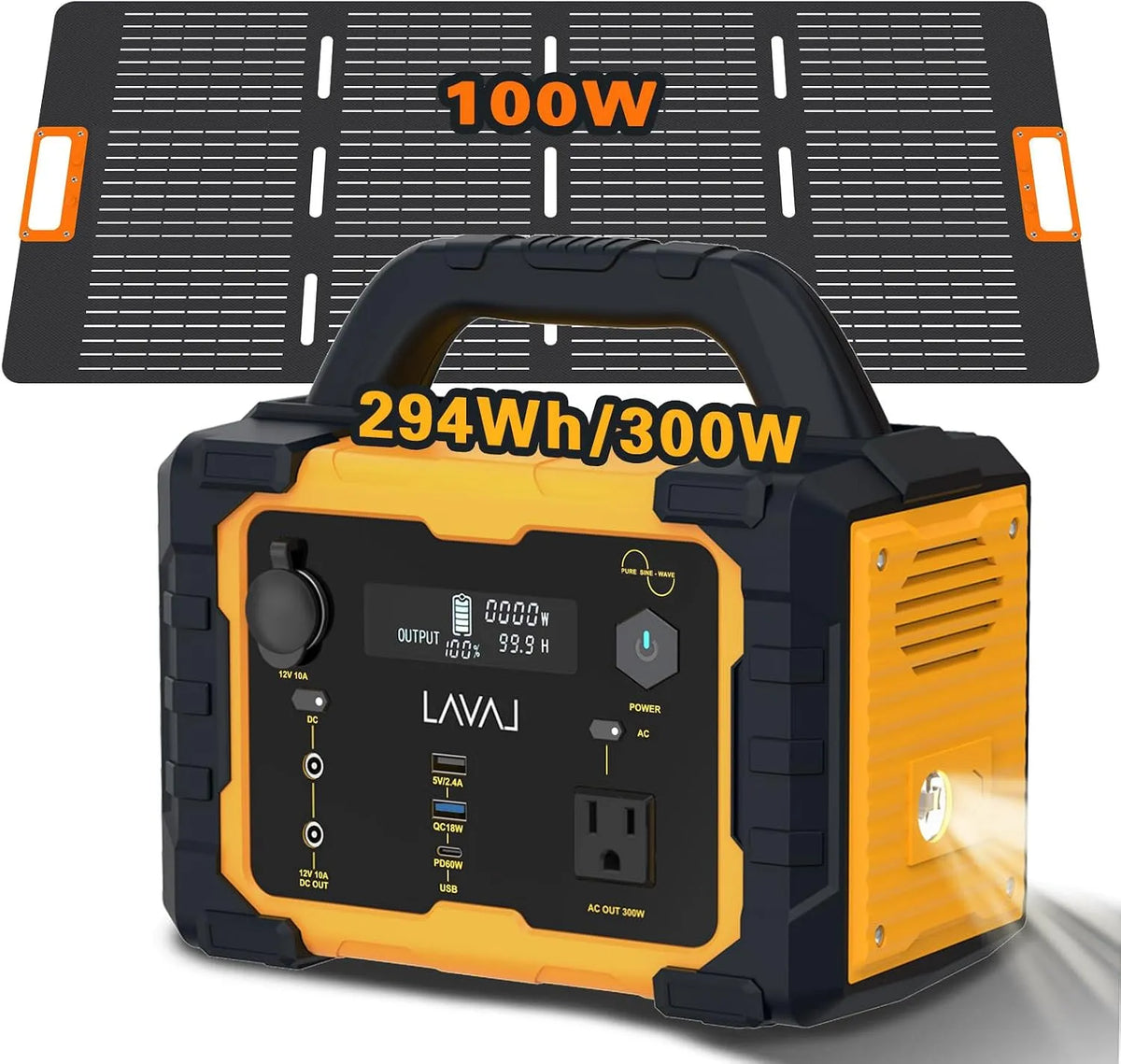 Power station portatile e generatore solare, alimentazione solare, 294 Wh, 300 W, 100 W, 110 V, pieghevole