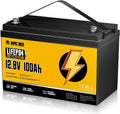 LiFePO4 Batteria al litio LiFePO4 e batteria solare a ciclo profondo, con BMS, 100Ah, 1280Wh, 12V, per campeggio e camper