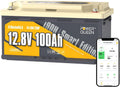 H190 Batteria al litio LiFePO4 e batteria solare a ciclo profondo, 100Ah, 12V, alimentazione solare, con BMS, con Bluetooth
