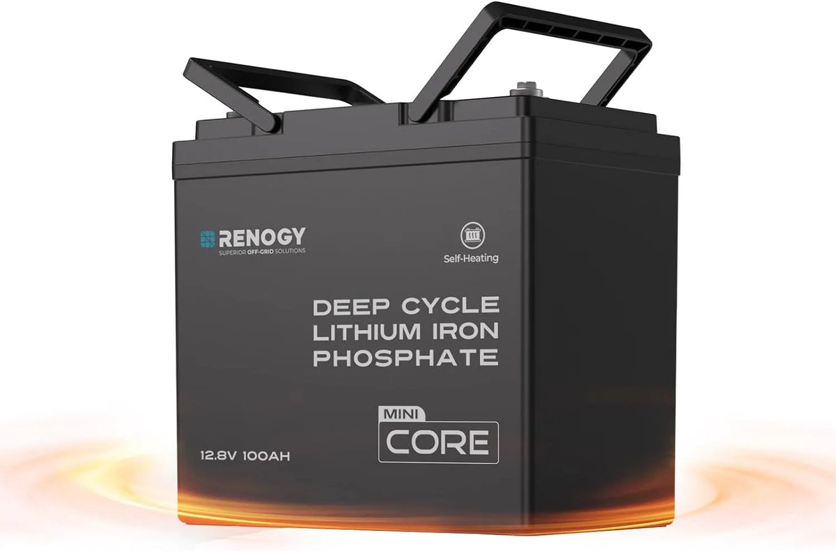 Renogy LiFePO4 Batteria al litio LiFePO4 e batteria solare a ciclo profondo, 100 Ah, 12,8 V, con BMS, per campeggio e camper