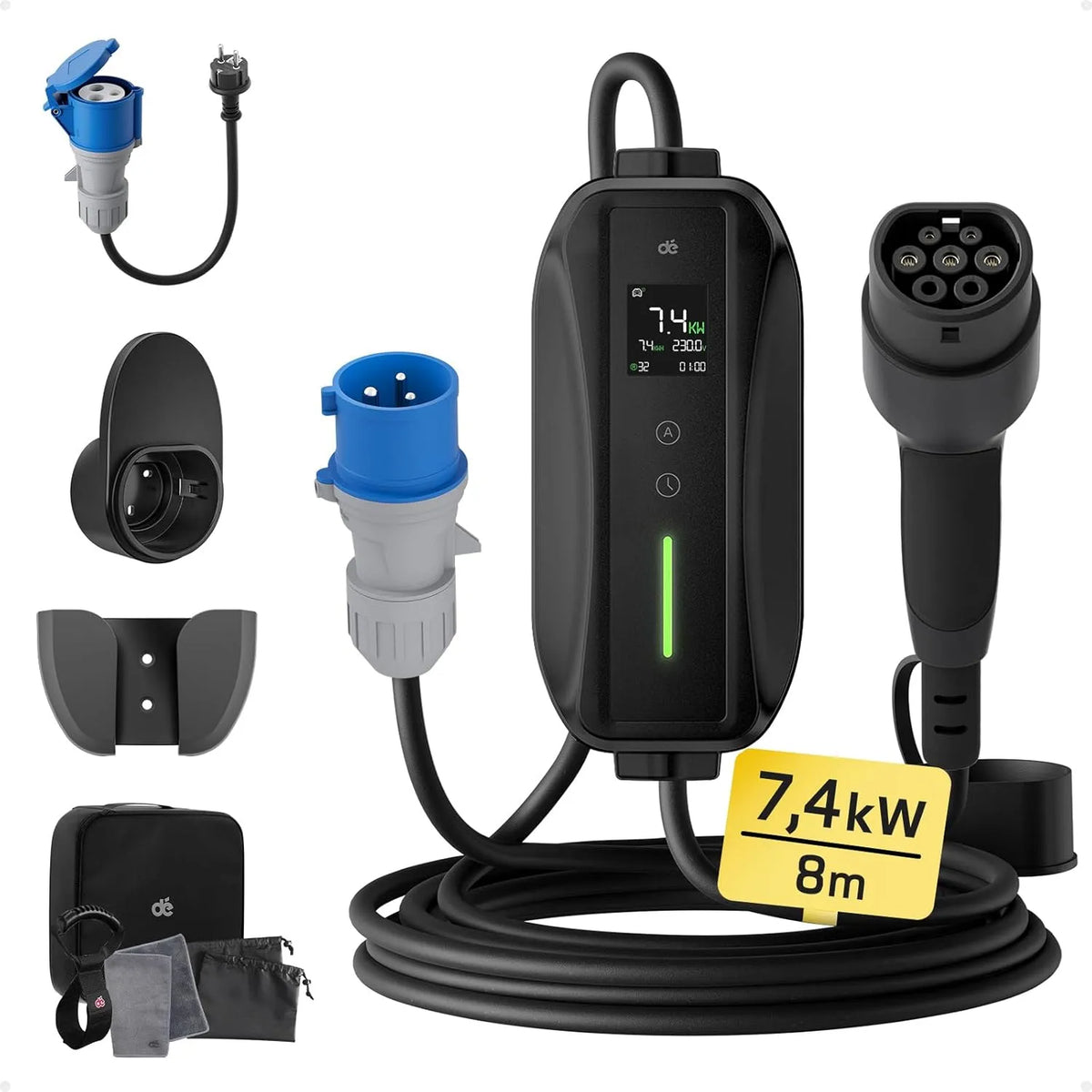 Cavo di ricarica Tipo 2 per auto elettrica e cavo EV Mode 3, 7,4kW