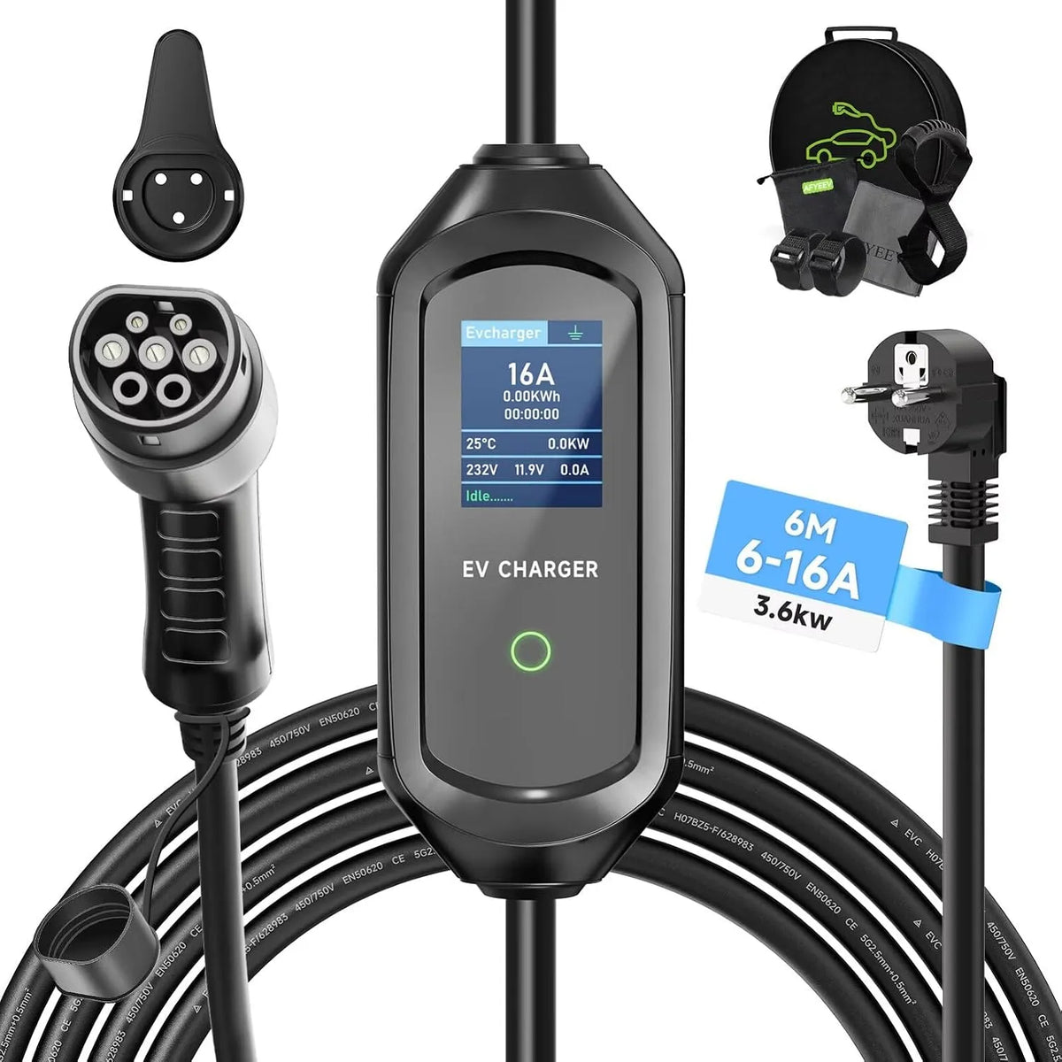 Cavo di ricarica Tipo 2 per auto elettrica e cavo EV Mode 3, 3.6kW, 16A, presa Schuko