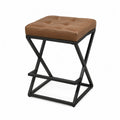 Sgabello da bar industriale 35 x 35 x 65 cm seduta in pelle PU marrone struttura in acciaio nero con poggiapiedi integrato