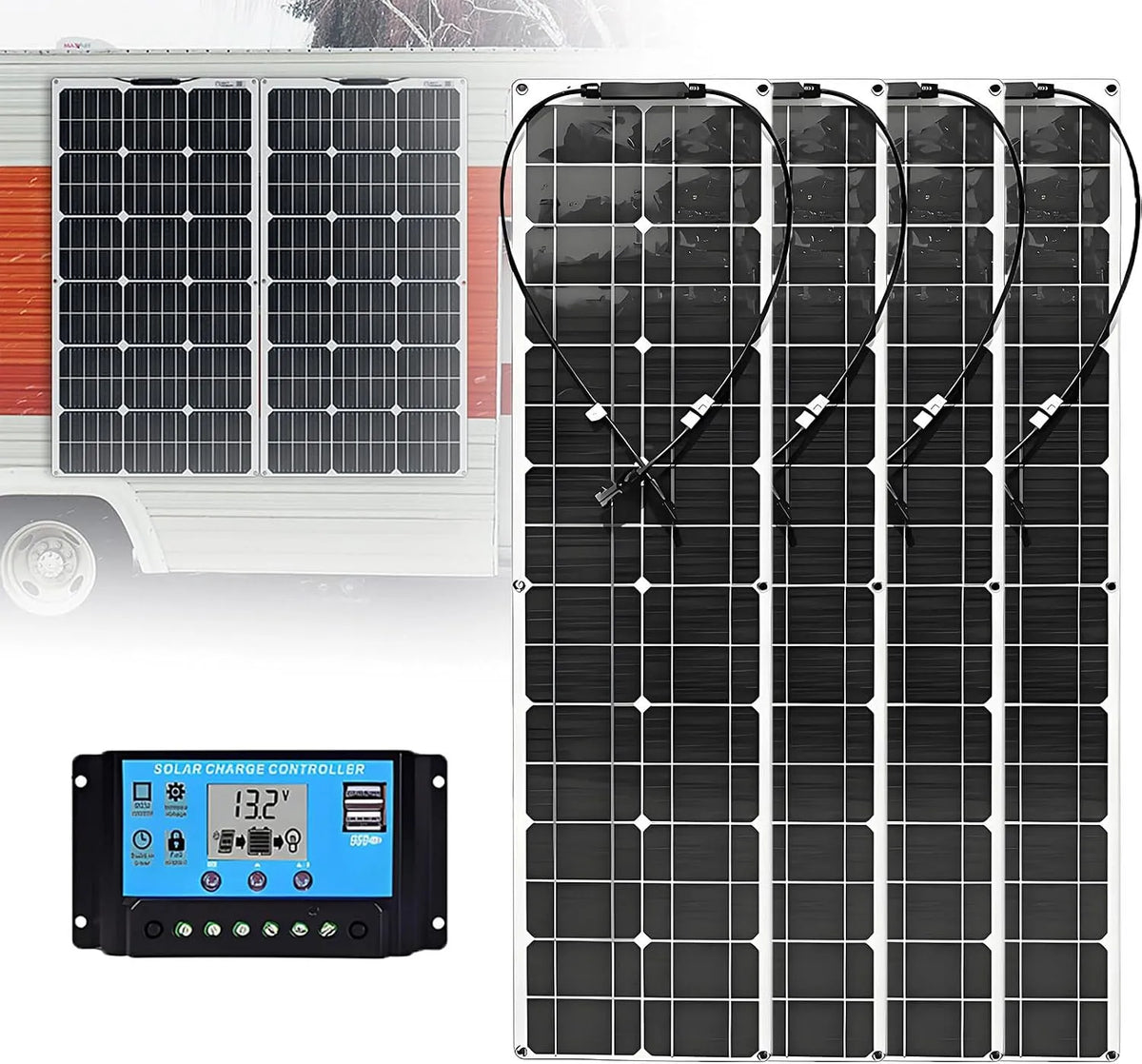Pannello solare e modulo fotovoltaico, 400 W, 400W, per campeggio e camper, monocristallino, 12 V, 24 V
