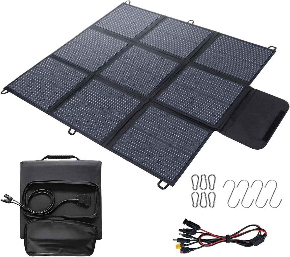 Caricatore solare pieghevole e pannello solare portatile, 200 W, alimentazione solare, IP67, 3 m