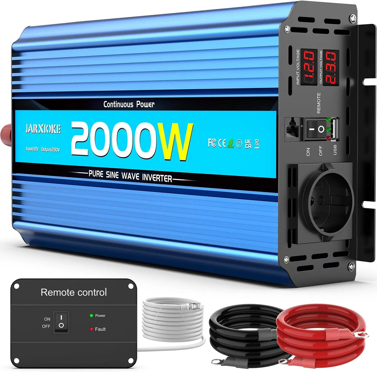 Inverter CC-CA e convertitore di tensione, 2000W, 12v, 220v, per campeggio e camper