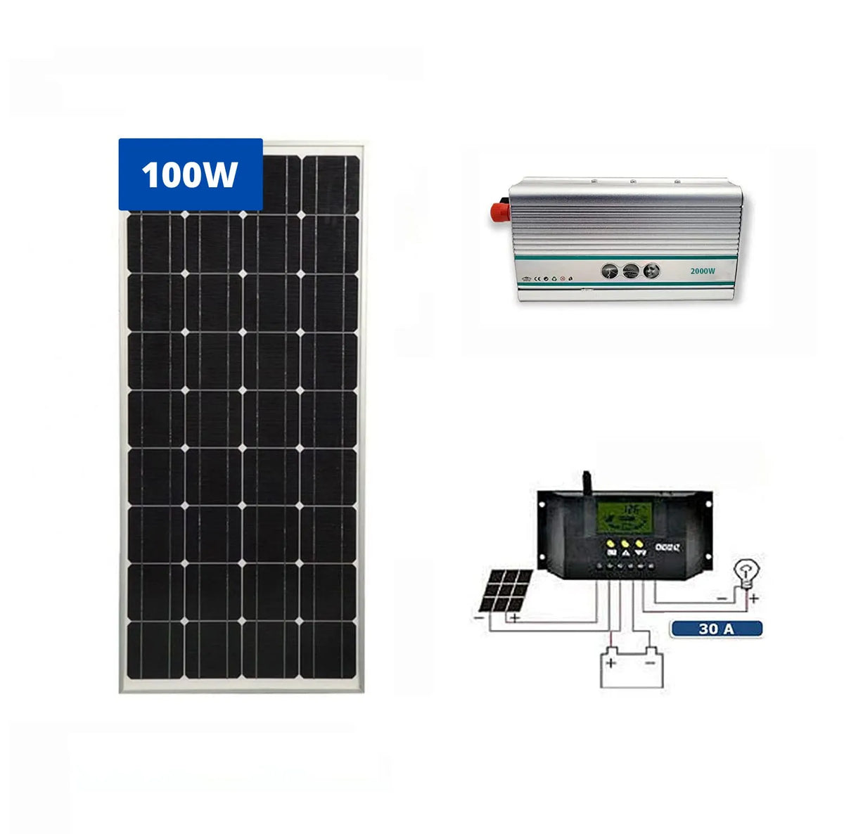 Pannello solare e modulo fotovoltaico, 1 KW, 2000W, 100W, monocristallino, per campeggio e camper