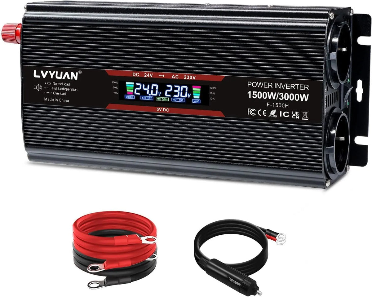 Inverter CC-CA e convertitore di tensione, 1500 W, 3000 W, 24 V, 230 V