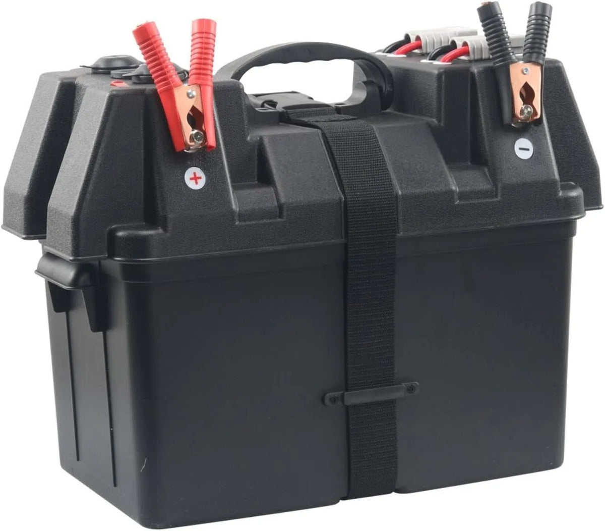 Nautica, Con Morsetti, Milageto Box Multifunzione Nero Scatola Batteria Marina Ventilato Contenitore Celle di Accumulo per Veicoli