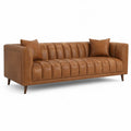 Divano 3 posti rivestimento effetto pelle PU colore marrone struttura in legno gambe inclinate dimensioni 200 x 85 x 85 cm