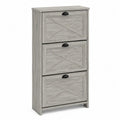 Scarpiera salvaspazio a 3 ribalte in MDF e truciolare effetto legno grigio 60 cm 24 cm 117 cm struttura verticale